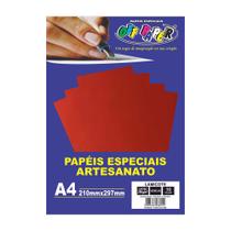 Papel Lamicote A4 250g Vermelho C/10 Folhas Off Paper