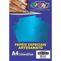 Papel Laminado Lamicote Azul 250g Com 10 Folhas Off Paper