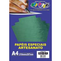 Papel Laminado Lamicote Verde 250g Com 10 Folhas