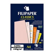 Papel Linho Salmão A4 210x297mm 180g/m² Filipaper 50 Folhas