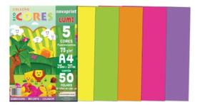 Papel Lumi C/ 50fls 5 Cores Fluorescentes 10 Fls De Cada Cor