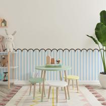 Papel Meia Parede Cerca Adesivo Autocolante Cerquinha Infantil com Moldura em MDF Imbuia