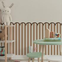 Papel Meia Parede Cerca Adesivo Autocolante Cerquinha Infantil com Moldura em MDF Imbuia