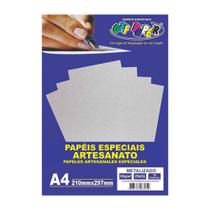 Papel Metalizado A4 150g Prata C/15 Folhas Off Paper