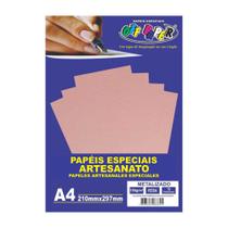 Papel Metalizado A4 150g Rosa C/15 Folhas Off Paper