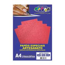Papel Metalizado A4 150g Vermelho C/15 Folhas Off Paper