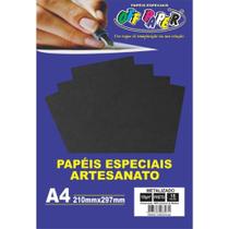 Papel Metalizado Preto 150g Com 15 Folhas Off Paper