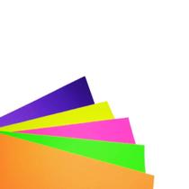 Papel Neon Plus Cores Mistas 180g A4 - 25 fls - 5 Laranja/ 5 Rosa/ 5 Amarelo/ 5 Verde/ 5 Roxo - Fedrigoni