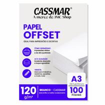 Papel Offset 120g A3 297x420mm Cor Branco 100fls Papel Offset 120g A3 297x420mm Cor Branco 100fls