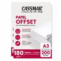 Papel Offset 180g A3 297x420mm Cor Branco 200fls Papel Offset 180g A3 297x420mm Cor Branco 200fls