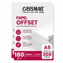 Papel Offset 180g A5 148x210mm Cor Branco 200fls Papel Offset 180g A5 148x210mm Cor Branco 200fls