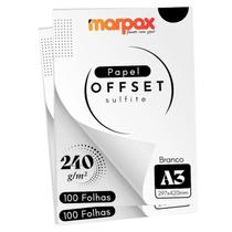 Papel Offset 240g A3 297x420mm Branco Marpax 200 fls