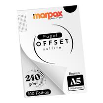 Papel Offset 240g A5 148x210mm Branco Marpax 100 fls