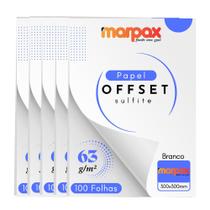 Papel Offset 63g 300x300mm Branco Liso Marpax 500fls Papel Offset 63g 300x300mm Branco Liso Marpax 500fls