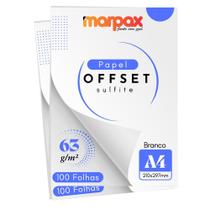 Papel Offset 63g A4 210x297mm Branco Liso Marpax 200fls