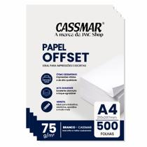 Papel Offset 75g A4 210x297mm Cor Branco 500fls Papel Offset 75g A4 210x297mm Cor Branco 500fls
