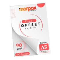 Papel Offset 90g A3 297x420mm Branco Marpax 100 fls