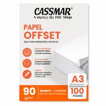 Papel Offset 90g A3 297x420mm Cor Branco com 100fls Papel Offset 90g A3 297x420mm Cor Branco com 100fls
