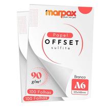 Papel Offset 90g A6 105x148mm Branco Marpax 200 fls