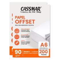 Papel Offset 90g A6 105X148mm Cor Branco com 200fls Papel Offset 90g A6 105X148mm Cor Branco com 200fls
