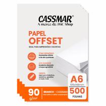Papel Offset 90g A6 105X148mm Cor Branco com 500fls Papel Offset 90g A6 105X148mm Cor Branco com 500fls