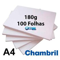 Papel Offset Chambril 180 gramas A4 Branco 100 Folhas