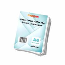 Papel Offset Sulfite A6 75g Branco Liso Marpax 200 folhas