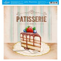 Papel para Arte Francesa Litoarte 21 x 21 cm - Modelo AFQ-423 Patisserie Fatia Bolo