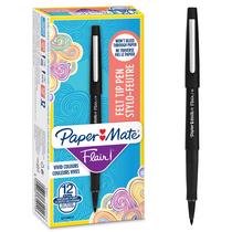Papel para caneta Mate Flair, 0,7 mm, ponta média, preto (pacote com 12)