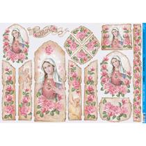 Papel para Decoupage Litoarte 49x34,3cm Imaculado Coração de Maria - PD-850 Papel para Decoupage Litoarte 49x34,3cm Imaculado Coração de Maria - PD-850