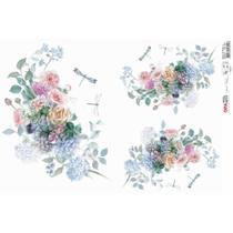 Papel para Decoupage Opapel 30x45 - Buquê de Flores e Libélulas - 3277 Papel para Decoupage Opapel 30x45 - Buquê de Flores e Libélulas - 3277