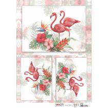 Papel para Decoupage OPAPEL 30x45 - Flamingos - Opa Criando Arte