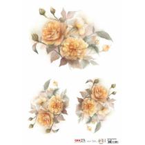 Papel para Decoupage OPAPEL 30x45 - Flor Rosas Amarelas - Opa Criando Arte