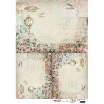 Papel para Decoupage OPAPEL 30x45 - Flor Rosas e Balões
