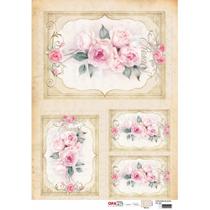 Papel para Decoupage OPAPEL 30x45 - Flor Rosas Moldura