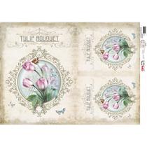 Papel para Decoupage OPAPEL 30x45 - Flor Tulipas Brasão Papel para Decoupage OPAPEL 30x45 - Flor Tulipas Brasão