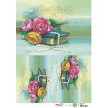 Papel para Decoupage OPAPEL 30x45 - Flores e Livro