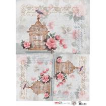 Papel para Decoupage OPAPEL 30x45 - Gaiola Vintage Papel para Decoupage OPAPEL 30x45 - Gaiola Vintage