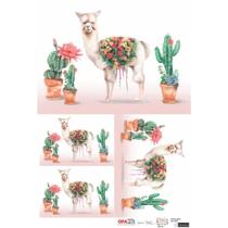 Papel para Decoupage OPAPEL 30x45 - Lhama e Cactos Papel para Decoupage OPAPEL 30x45 - Lhama e Cactos