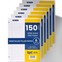 Papel para fichário EPI pautado largo 26,7 x 20,3 cm 150 folhas 6 unidades Papel para fichário EPI pautado largo 26,7 x 20,3 cm 150 folhas 6 unidades