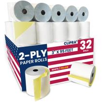 Papel para impressora de cozinha Clipra 32 rolos 2 vias 7,6 cm x 29 m