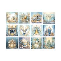 Papel Para Scrapbook Azul Dourado De Natal, Pacote Com 12 Folhas, Tema Inverno, Para Cartões DIY, Papel Para Scrapbook Azul Dourado De Natal, Pacote Com 12 Folhas, Tema Inverno, Para Cartões DIY,