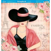 Papel para scrapbook Dupla Face Litoarte Dama com Chápeu 30,5x30,5 cm - SD-770