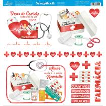 Papel para scrapbook Dupla Face Litoarte Elementos para Recorte de Farmácia 30,5x30,5 cm - SD-1134