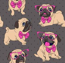 Papel Parede Adesivo Cachorrinho Pug Fundo Marrom Quarto 5m