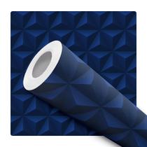 Papel Parede Adesivo Geometrico Efeito Visual 3D Azul Sala Quarto 12m