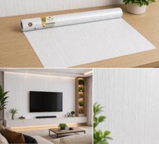 Papel Parede Adesivo Rolo 5 M Envelopamento Moveis Madeira Cor:branco amadeirado