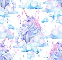 Papel Parede Adesivo Unicornios E Nuvens Tons Roxo Quarto Menina Sala 10m