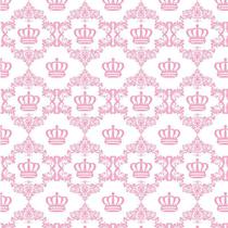 Papel Parede Coroa Rosa Claro Fundo Branco Adesivo Infantil