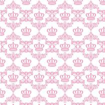 Papel Parede Coroa Rosa Claro Fundo Branco Adesivo Infantil
